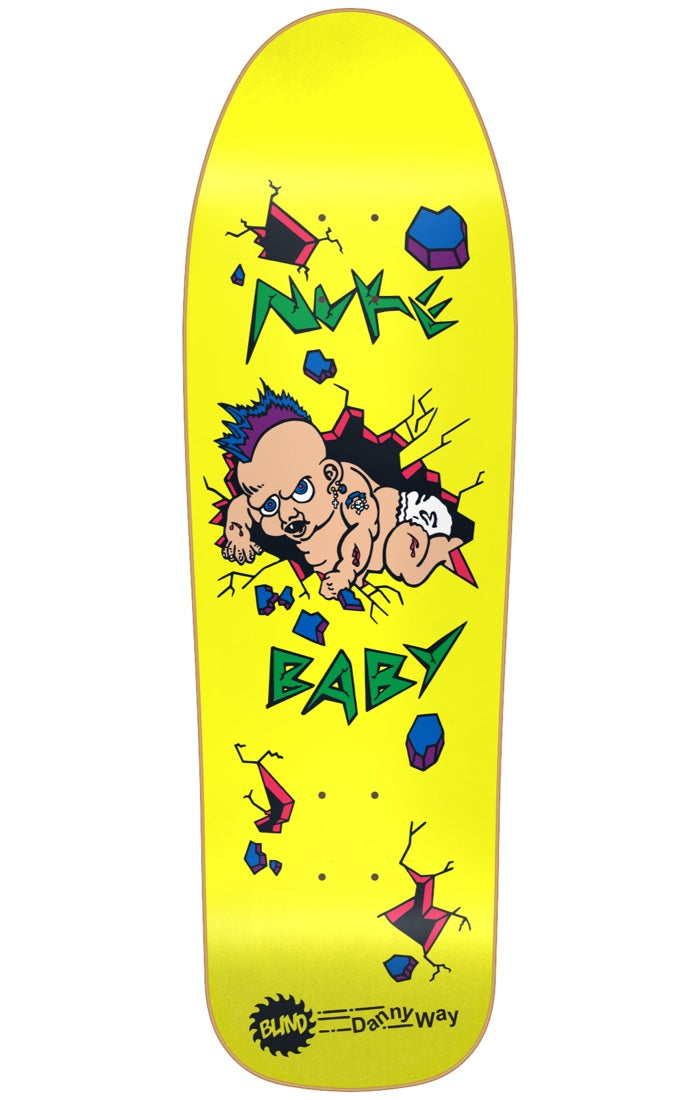 Blind Decks Danny Way Nuke Baby Screen Print Yellow R7 9.7 Skateboard Deck