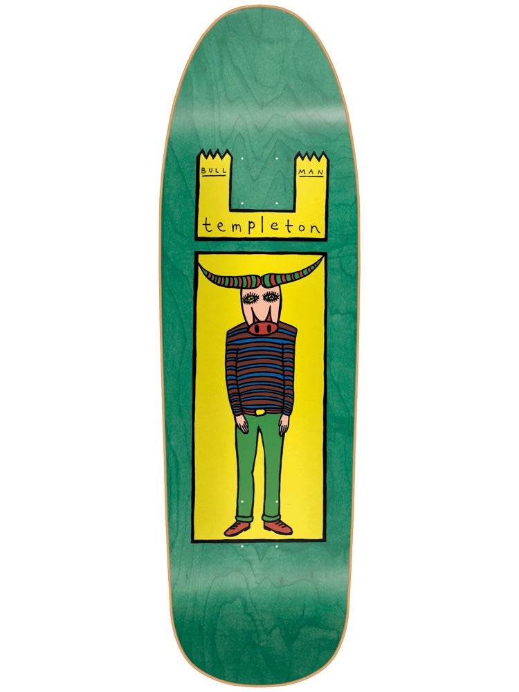 New Deal Decks Templeton Bullman Screen Print Green 9.35 Skateboard Deck