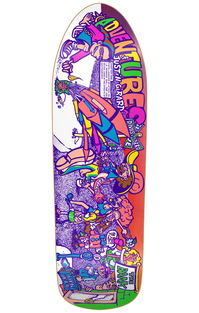 New Deal Decks Adventures Of Justin Girard Heat Transfer Neon 9.72 Skateboard Deck