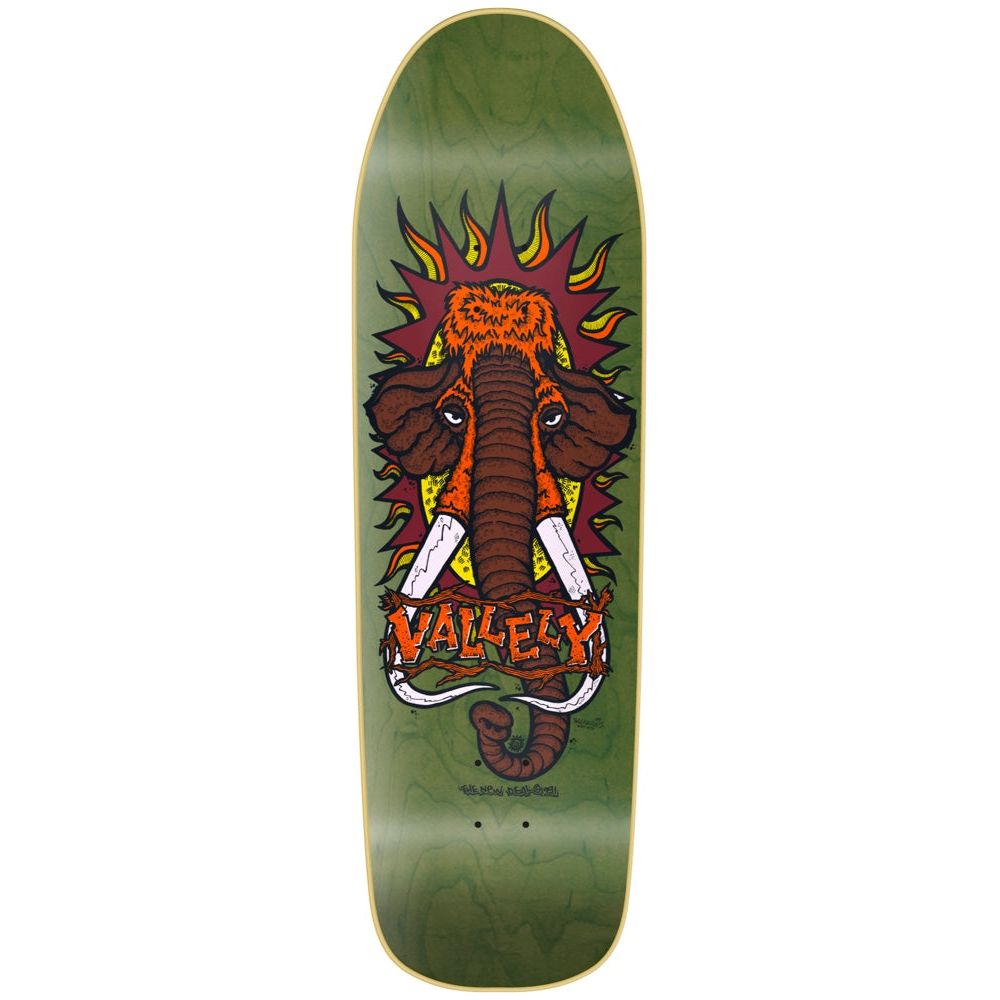 New Deal Vallely Mammoth Screen Print Green 9.5 Skateboard Deck