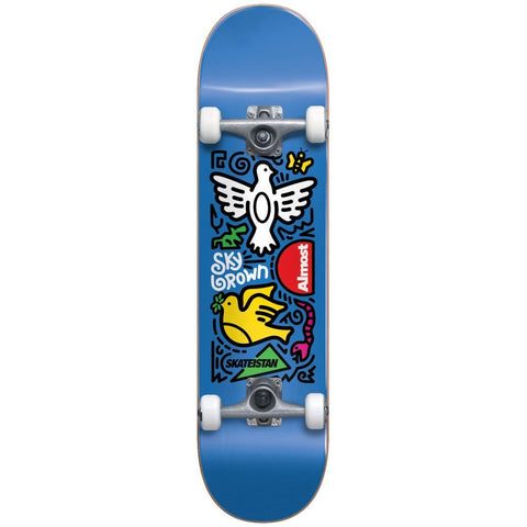 Almost Skateistan Sky Doodle First Push Blue 7.5 Complete Skateboard