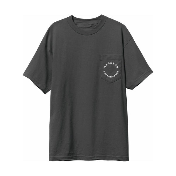 Madness Apparel Rounder Custom Dye Dark Grey Short Sleeve Pocket T-Shirt