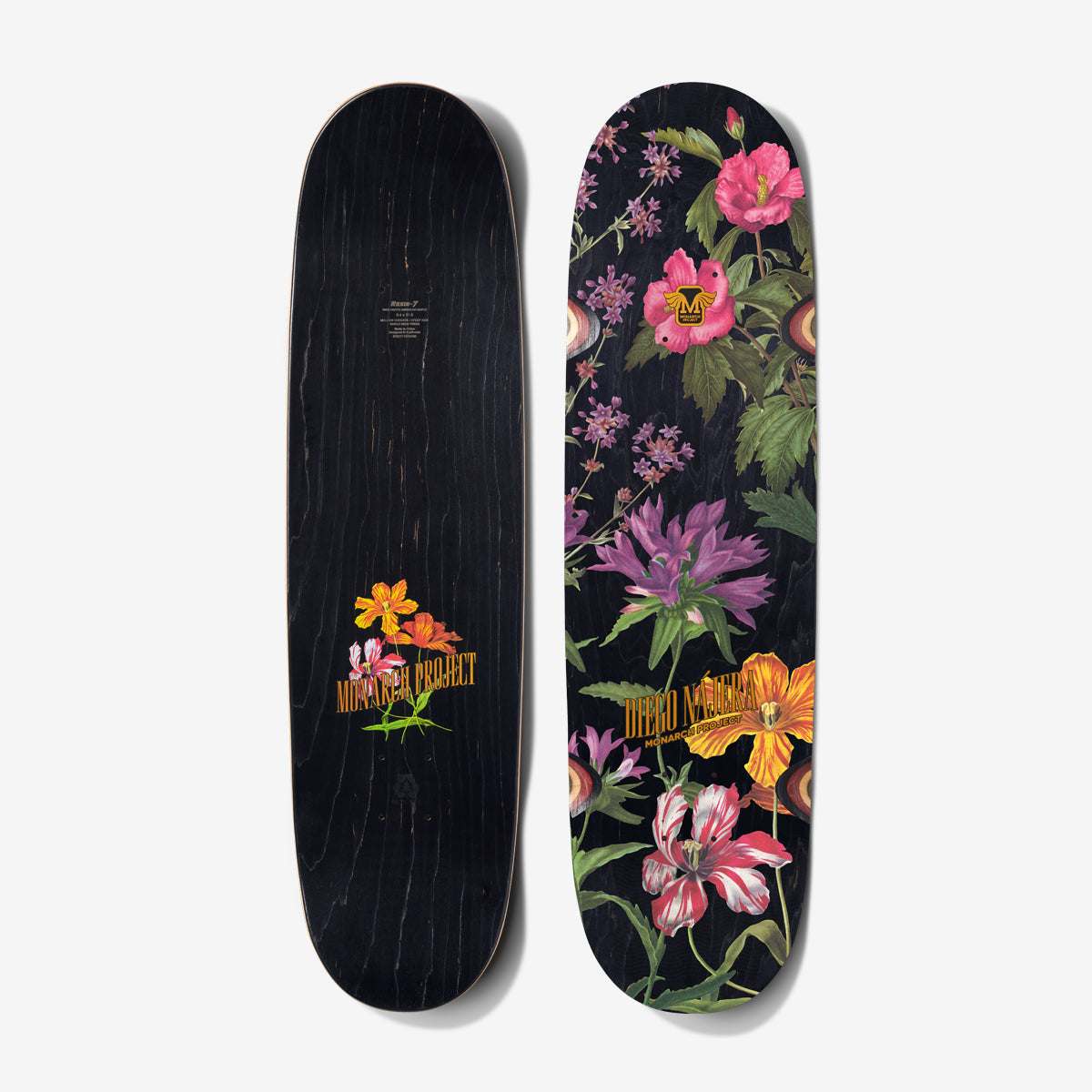 Monarch Project Decks Diego &quot;Botanic&quot; 90S Shape R7 8.375 Skateboard Deck